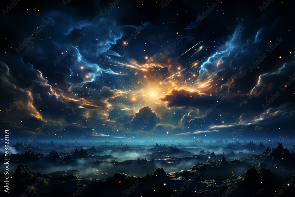 Aufkleber A night sky filled with shimmering constellations and celestial objects, evoking a sense of wonder and awe found in dreams.  Generative AI technology.