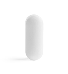 One pill on white background. Medicinal treatment