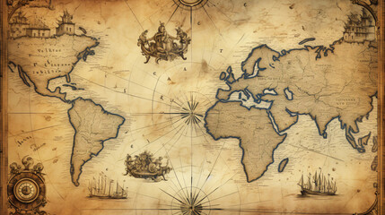 Obraz na płótnie Canvas Old nautical map background
