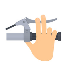 Hand on the brake. Braking on a vehicle, vector illustration