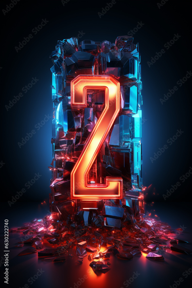 Poster a futuristic abstract background with neon lights forming the numbers of the upcoming year. generati