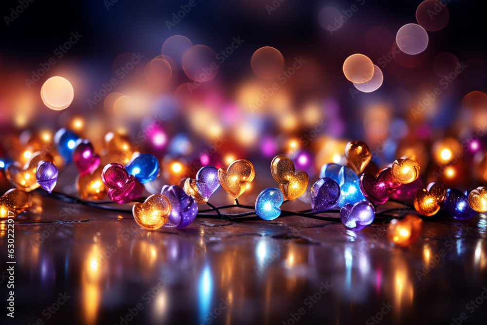 Aufkleber Abstract bokeh lights in various colors, creating a dreamy and magical atmosphere for the New Year celebration.  Generative AI technology.