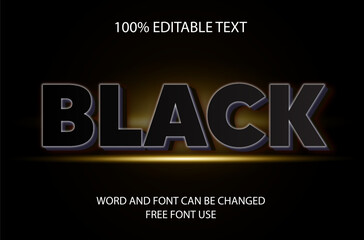 Vector Black editable text effect.