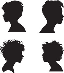 set of neutral head silhouettes vector black on white background