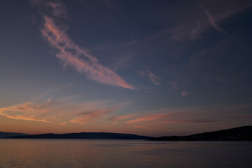 Sunrise taken form ferry over Šolta island Croatia.