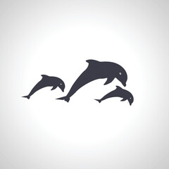 dolphin icon. group of dolphins isolated icon, pod of dolphins
