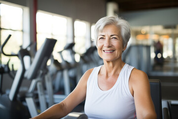 Obraz premium mature senior woman at gym.