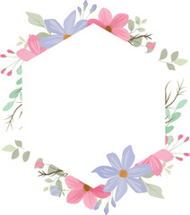 Fototapeta na wymiar floral frame with wildflowers for invitation card or greeting card decoration