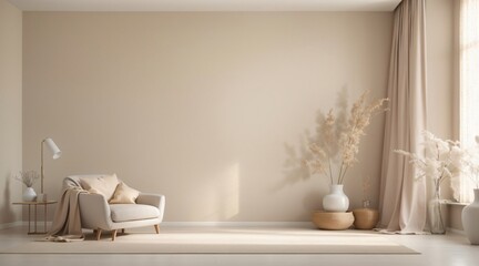 Fototapeta na wymiar minimalist empty room with warm tone
