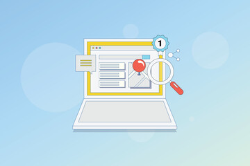 Local Business SEO, Local business listing on search engine result page. Business near me concept. Vector illustration background.