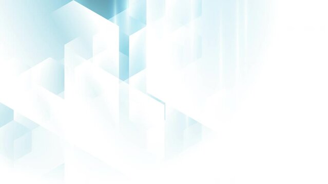 Abstract creative gradient light blue hexagon geometric shape motion background. Video animation Ultra HD 4k footage.