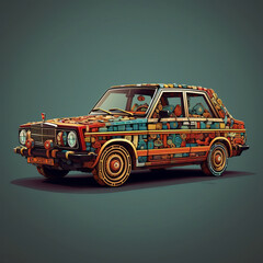 pixel art style car, 8-bit. AI Generated Image
