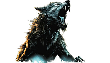 Werewolf howling at the full moon, transforming under its glow, Halloween werewolf, shapeshifter, full moon transformation, creature of the night