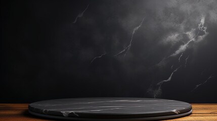 Black and gold marble cylinder shape of product display,luxury podium, pedestal, stand Generative ai