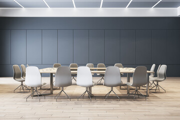 Modern meeting room interior with furniture. 3D Rendering.