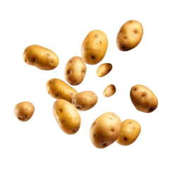 Foto op Plexiglas Falling fresh potatoes isolated on transparent background. PNG file, cut out ©  Jannatul Koraise