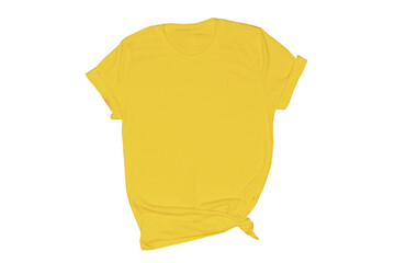 Women Mustard T-shirt Sleeves Folded Tie Bottom