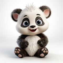 Cute panda cartoon on white background