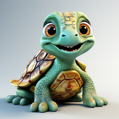 Fototapeta premium Cute turtle cartoon on a white background