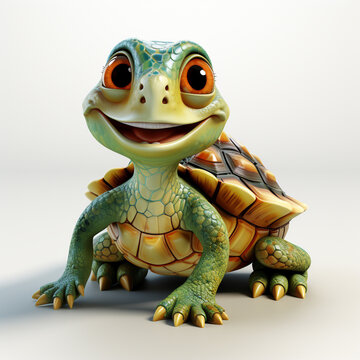 Cute turtle cartoon on a white background