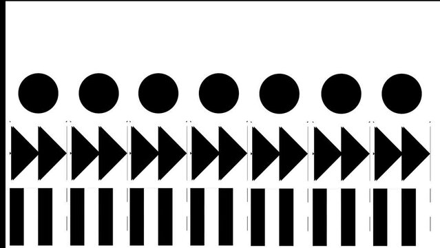 Pattern of looping geometric shapes. Animation of changing the location of shapes. Motion abstract background. 