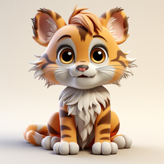 Cute tiger cartoon on white background