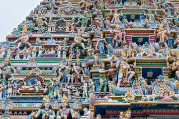 Fototapeta na wymiar Sculptured facade of the Kapaleeshwarar Temple, Mylapore, Chennai