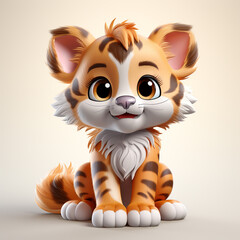 Fototapeta na wymiar Cute tiger cartoon on white background