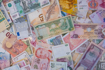 International currency banknotes as a background