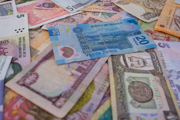 Fototapeta na wymiar International currency banknotes as a background