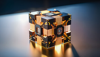 Quantum Computer's Heart: Ultra-Modern Chip. Generative AI.