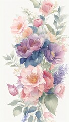 flower watercolor arrangement in white paper