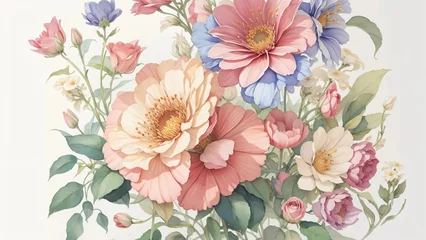 Meubelstickers flower watercolor arrangement in white paper © saktiyudha