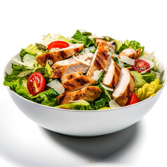 Chicken Caesar Salad on white_background AI Generative