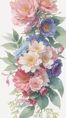 Fotobehang flower watercolor arrangement in white paper © saktiyudha