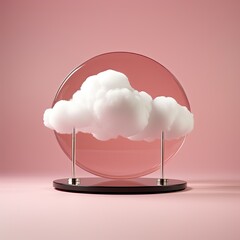 A captivating artwork of a glass object encasing a white cloud evokes feelings of surreal beauty and dreamlike serenity