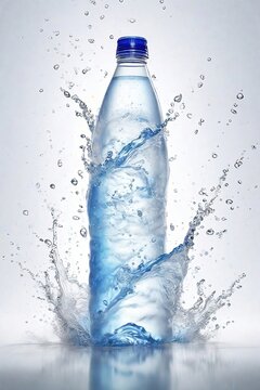 a bottle of water is splashing into the air. ai generated images