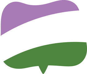 Purple, white, and green colored speech bubble icon, as the colors of the genderqueer flag. LGBTQI concept. Flat design illustration.