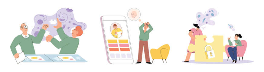 Psychotherapy session with cognitive analysis. Mental health, psychology concept. Mental health improvement, treatment for anxiety neurosis, mental equilibrium. Mental therapy sessions for open mind