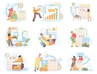 People analysis budget. Calculate financial plan of save income and expense management. Plan, review, approve, allocate, analyze and optimize budgets. Finance accounting and calculation of financial