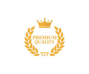 Premium quality label logo design. Best quality flat vector badge. Promotion Quality Stamp. Premium icon with crown and stars vector design and illustration.

