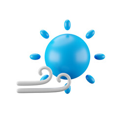 3d icon rendering of sunny and windy, weather forecast.