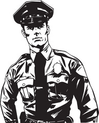 Hand-drawn Retro policeman , Retro comics, American cartoon comic books and pulp novels black vector on a white background, illustration, vector, SVG