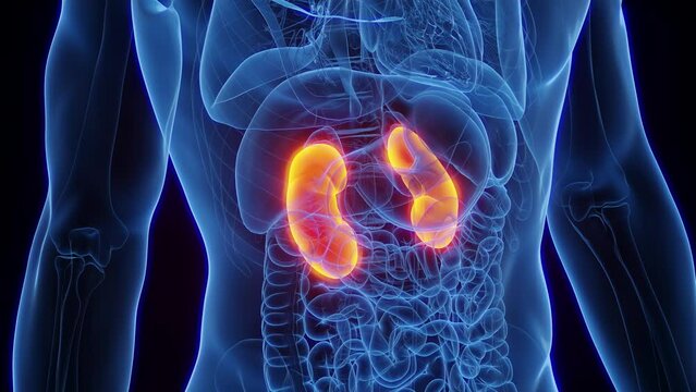 Animation of a man's healthy kidneys