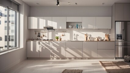 Obraz na płótnie Canvas 3d render minimalist kitchen interior