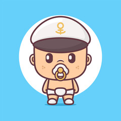 cute captain baby cartoon mascot
