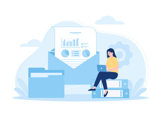 Sending data via email concept flat illustration