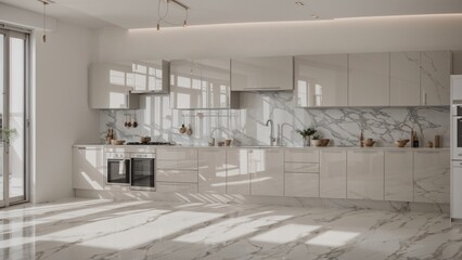 Fototapeta na wymiar 3d render minimalist kitchen interior