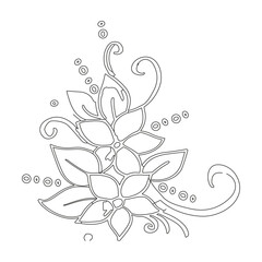 line art white background Flower drawing continuous design. Hand drawn line of abstract flower, floral, rose, tropical leaves, spring and autumn leaf, bouquet of olives. Vector illustrat floral design