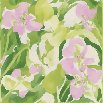 pattern with flowers orchid watercolor seamless pink white spring 